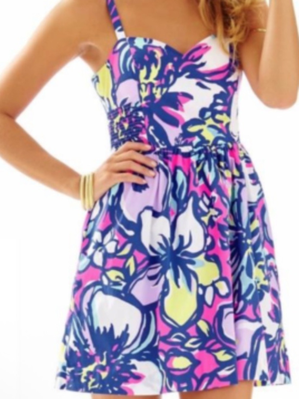 Lilly Pulitzer Christine Catwalkin Colorful Floral Fit Flare Dress 2 new nwt